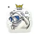 planet earth in rayban sunglasses with big thumb up in cuphead art style tattoo design idea