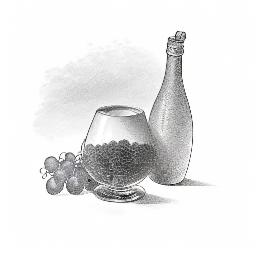winebottle with grain and grapes tattoo design idea