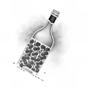 winebottle with grain and grapes tattoo design idea