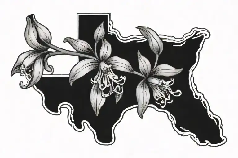 Texas bluebells flower in a straight line tattoo design idea