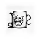 A rebellious beer mug with a mischievous grin and the phrase 'Most Hated' incorporated into a graffiti-style design tattoo design idea