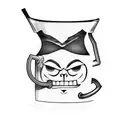 A rebellious beer mug with a mischievous grin and the phrase 'Most Hated' incorporated into a graffiti-style design tattoo design idea