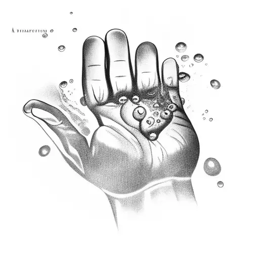 A water droplet forming into a hand to save a drowning person tattoo design idea