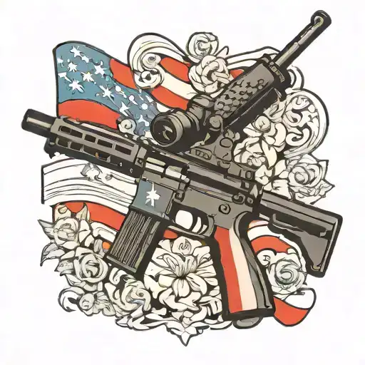 AR15 with American flag and second amendment  tattoo design idea