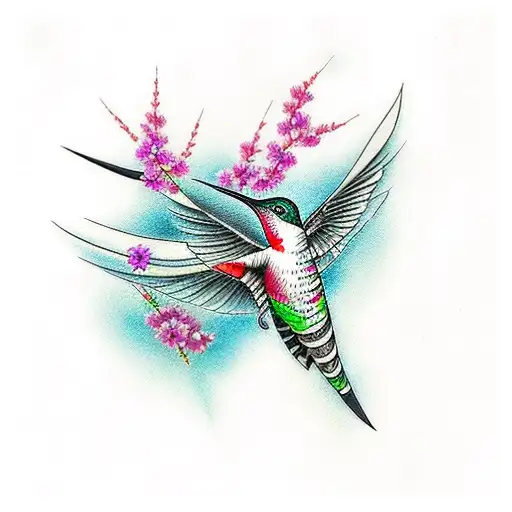 humming bird chi symbol  tattoo design idea