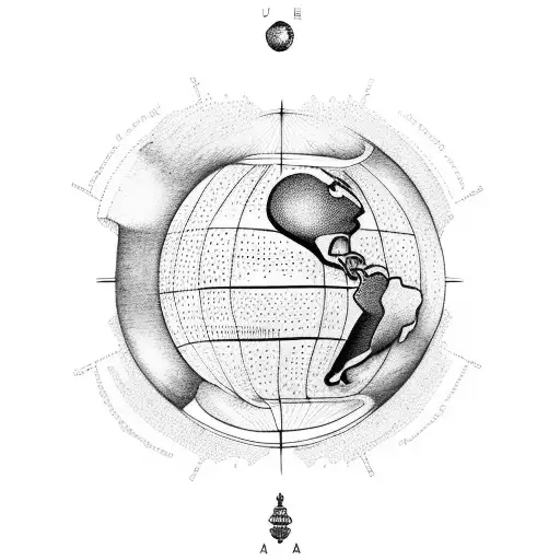 A tattoo design of a globe surrounded by various animals from different continents, representing the diversity and unity of the world in international relations tattoo design idea
