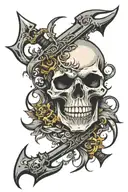 skull and shiv trident tattoo design idea