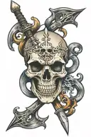 skull and shiv trident tattoo design idea