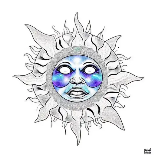 Draw a sun that has only 14 rays, decorate it with islamic style tattoo design idea