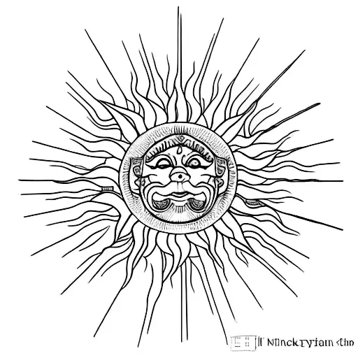 Draw a sun that has only 14 rays, and decorate it with islamic style tattoo design idea