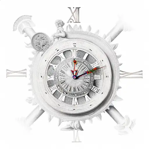 Clock roman dedicated with son tattoo design idea