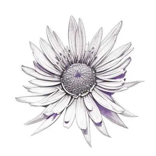 aster and violet flowers tattoo design idea