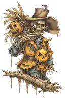 scarecrow with a puppeteer above it  tattoo design idea