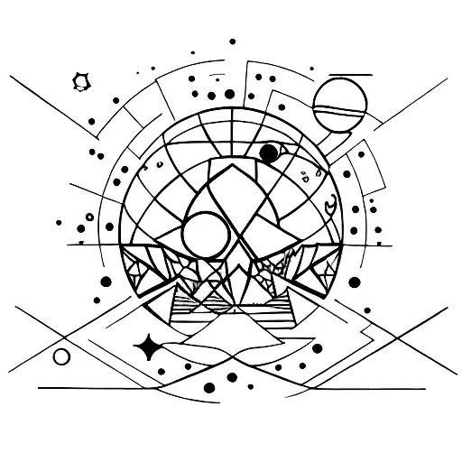 fine line geometric with Epcot logos including spaceship earth, journey into imagination, and the Epcot center.Mickey tattoo design idea