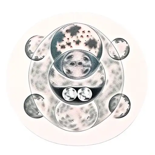 Moon phases forming a pitbull silhouette tattoo design idea