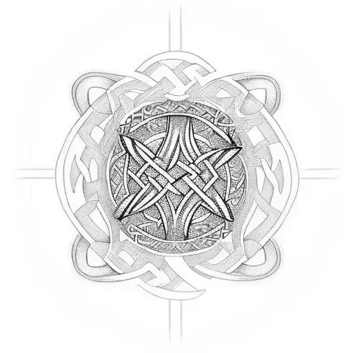 band around the knee about 5inches wide with traditional Polynesian, geometric, and celtic knots. tattoo design idea
