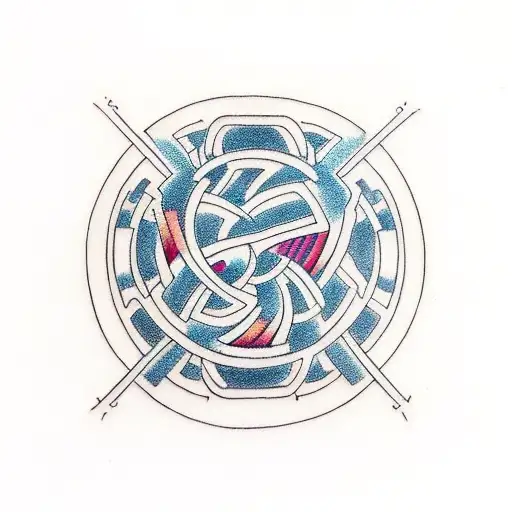 band around the knee about 5inches wide with traditional Polynesian, geometric, and celtic knots. tattoo design idea