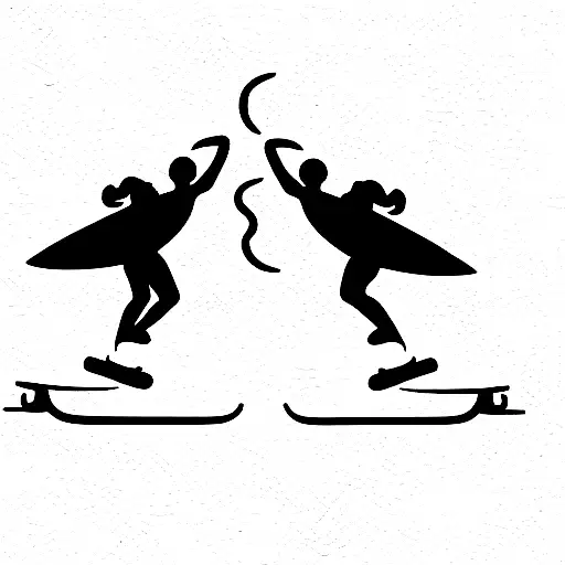 surfboard skate and boxing tattoo design idea