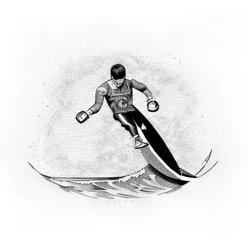 surfboard skate and boxing tattoo design idea