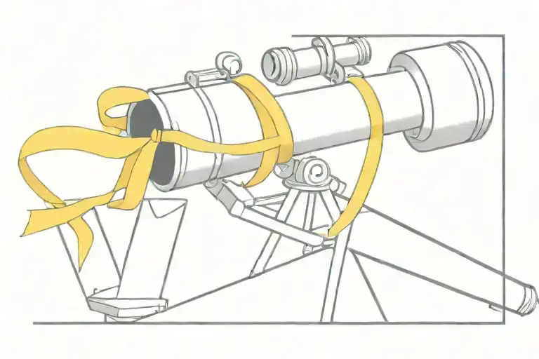 telescope with yellow ribbon tattoo design idea