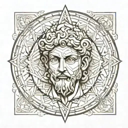 antiquity, michelangelo statue of david geometric mandala tattoo design idea