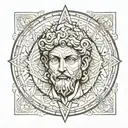 antiquity, michelangelo statue of david geometric mandala tattoo design idea