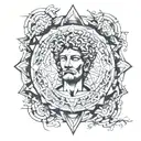 antiquity, michelangelo statue of david geometric mandala tattoo design idea