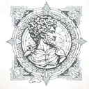 antiquity, michelangelo statue of david geometric mandala tattoo design idea