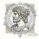 antiquity, michelangelo statue of david geometric mandala tattoo design idea