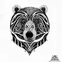 a maori design of a bear's head. this tattoo also includes details of meditation, energy and universal místicism.  tattoo design idea