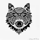 a maori design of a bear's head. this tattoo also includes details of meditation, energy and universal místicism.  tattoo design idea