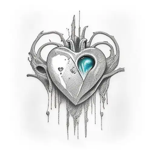 stone heart bleeding tattoo design idea