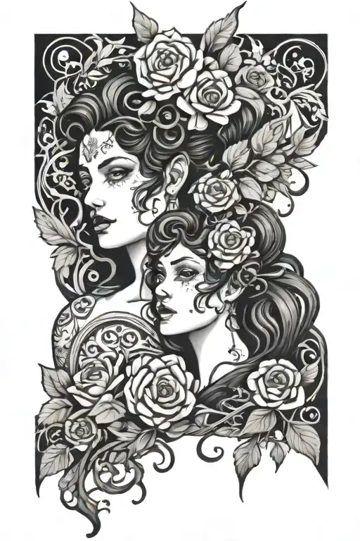 Persephone and Hades tattoo design idea