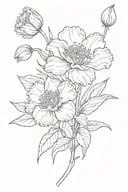 A sketch style tattoo of a carnation and snowdrop flower with a hidden message related to your occupation as a florist tattoo design idea