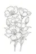 A sketch style tattoo of a carnation and snowdrop flower with a hidden message related to your occupation as a florist tattoo design idea