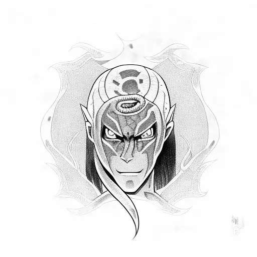 orochimaru face with snakes tattoo design idea