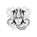 orochimaru face with snakes tattoo design idea