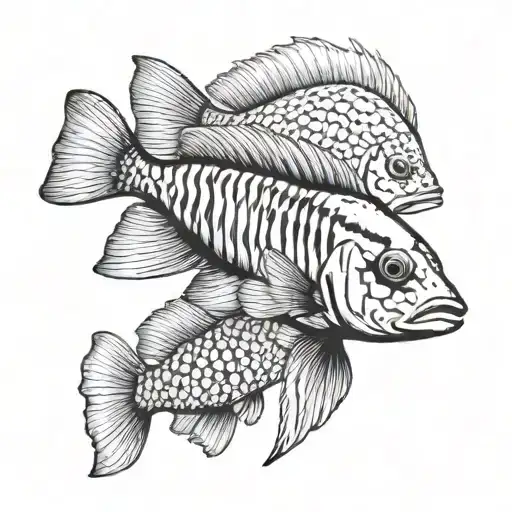 I want a frontosa cichlid holding a glock with a 1985 trans am in the background. the frontosa must be a male tattoo design idea