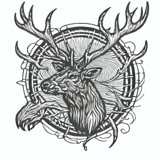 elk antlers no background tattoo design idea