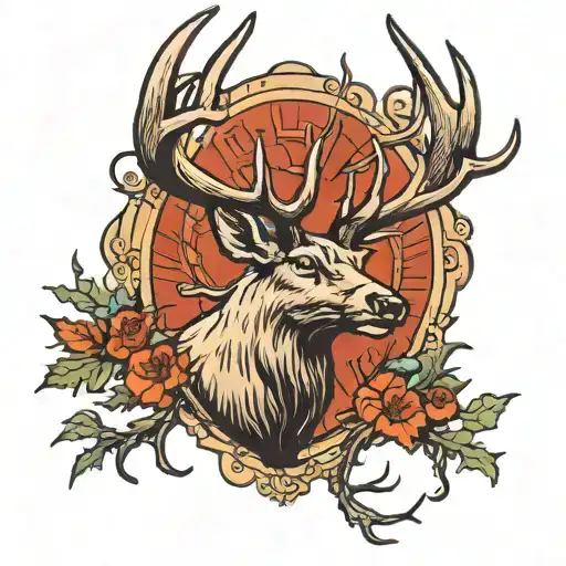 elk antlers tattoo design idea