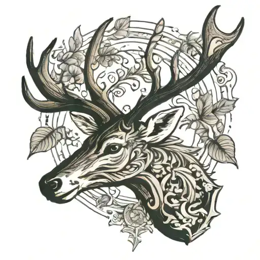 elk antlers tattoo design idea