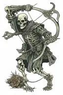 skeleton archer holding bow hunting scene tattoo design idea