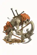skeleton archer tattered clothes holding bow tattoo design idea
