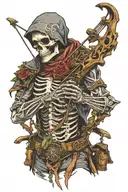skeleton archer with tattered clothes tattoo design idea