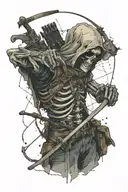 skeleton archer with tattered clothes tattoo design idea