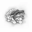 frog with flowers tattoo design idea