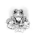 frog with flowers tattoo design idea