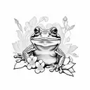 frog with flowers tattoo design idea