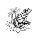 frog with flowers tattoo design idea