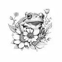 frog with flowers tattoo design idea